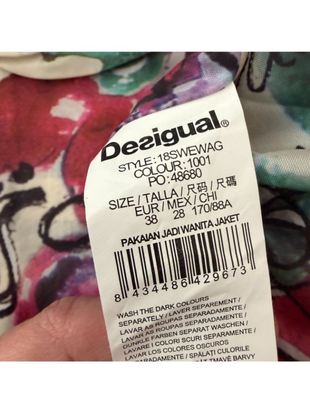 Desigual Navy & White Striped Blazer with Graphic Accents - Picture 7 of 8